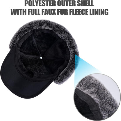 Unisex Winter Trapper Hat with Fur & Removable Mask