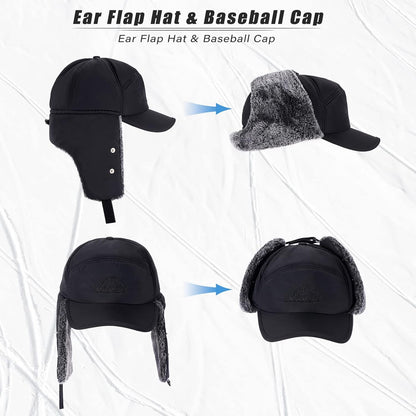 Unisex Winter Trapper Hat with Fur & Removable Mask
