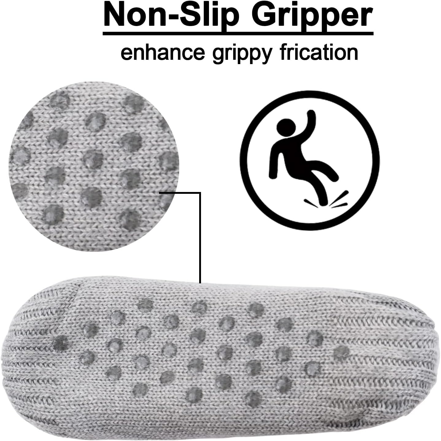 Koreshion Women Knitted Slipper Socks Cozy Sherpa Fuzzy Socks Non Slip Socks Winter Indoor Double Layer Bedroom Slipper Socks