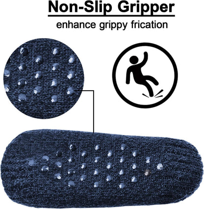 Koreshion Women Knitted Slipper Socks Cozy Sherpa Fuzzy Socks Non Slip Socks Winter Indoor Double Layer Bedroom Slipper Socks