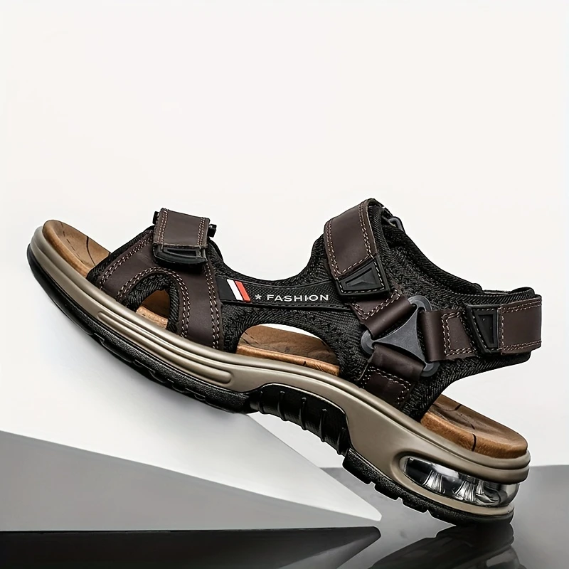 Men's Orthopedic Leather Sandals – Breathable, Adjustable, Air Cushion