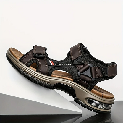 Men's Orthopedic Leather Sandals – Breathable, Adjustable, Air Cushion