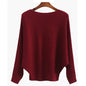 Women's Boat Neck Bat Sleeve Knitted Sweater