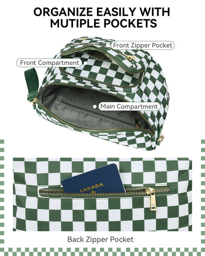 ✨Last Day 49% OFF✨Checkered Leather Bum & Crossbody Bag – RFID Protected-Buy 2 Get Free Shipping Today