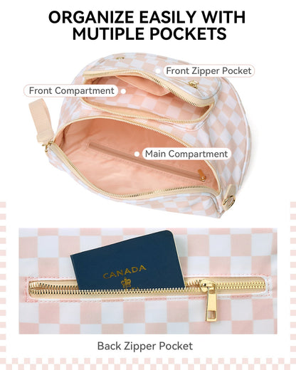 ✨Last Day 49% OFF✨Checkered Leather Bum & Crossbody Bag – RFID Protected-Buy 2 Get Free Shipping Today