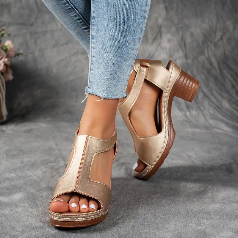 Women's Chunky Heel Sandals-Arch Support Sandals