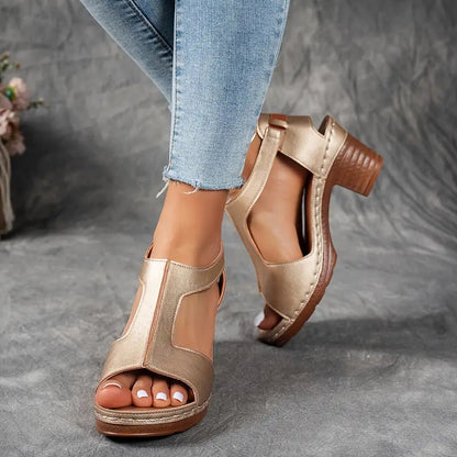 Women's Chunky Heel Sandals-Arch Support Sandals