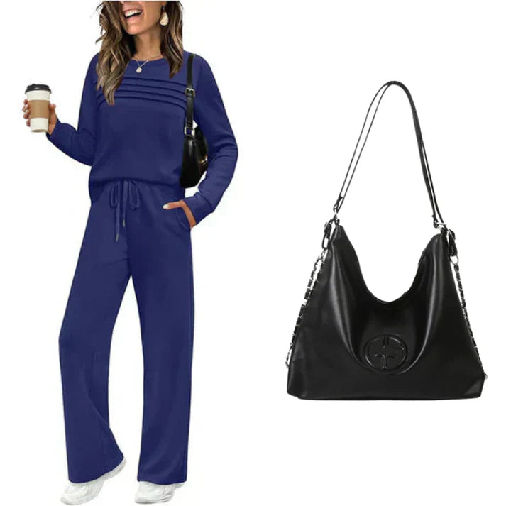 Women's Crew Neck Top & Drawstring Pants Set
