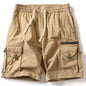 Casual Elastic Waist Multi-pocket Cotton Men's Shorts