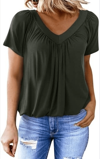Women's Casual Short Sleeve V Neck Basic T-shirts