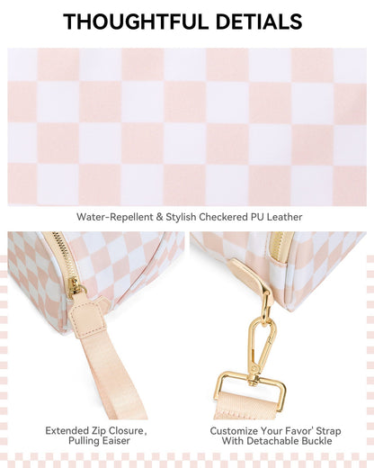✨Last Day 49% OFF✨Checkered Leather Bum & Crossbody Bag – RFID Protected-Buy 2 Get Free Shipping Today