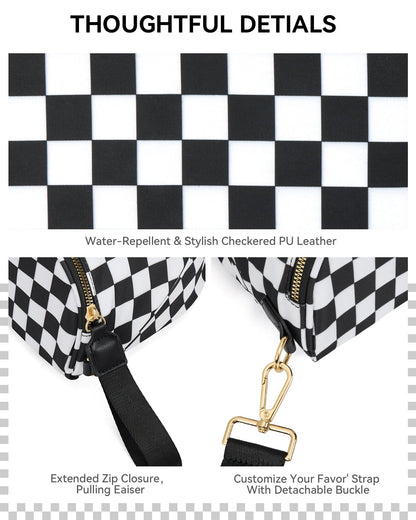 ✨Last Day 49% OFF✨Checkered Leather Bum & Crossbody Bag – RFID Protected-Buy 2 Get Free Shipping Today