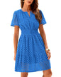 Women V Neck Lace A Line Summer Dress