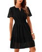 Women V Neck Lace A Line Summer Dress