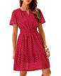 Women V Neck Lace A Line Summer Dress