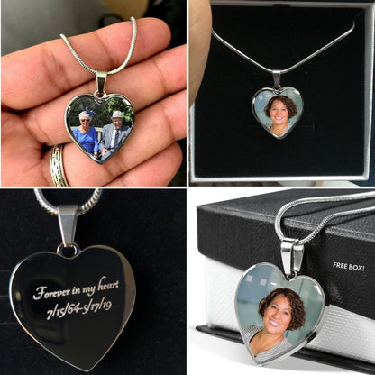 Photo Engraved Necklace Memorial Gift