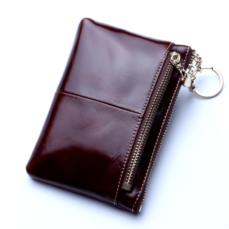 Retro Genuine Leather Coin Purse – Compact and Stylish Card Holder