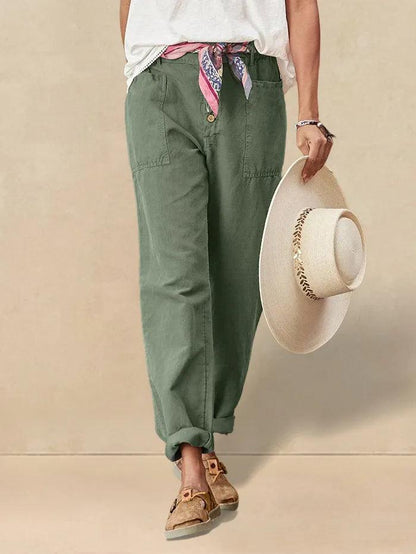 Aure Paris Linen Simple Button Fly Trousers