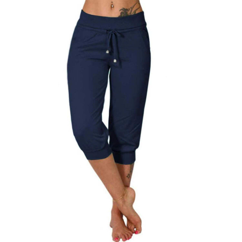 High-waisted drawstring pocket sweatpants