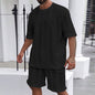 Men’s Breathable Textured T-Shirts Shorts Set – Lightweight Summer Comfort Fit