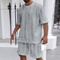 Men’s Breathable Textured T-Shirts Shorts Set – Lightweight Summer Comfort Fit