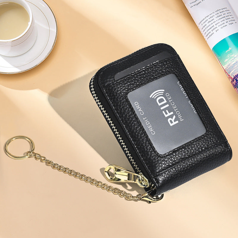 Cross-Border Small Card Bag Document Bag Rfid Anti-Theft Bank Card Bus Card Document Bag Car Key Zipper Bag