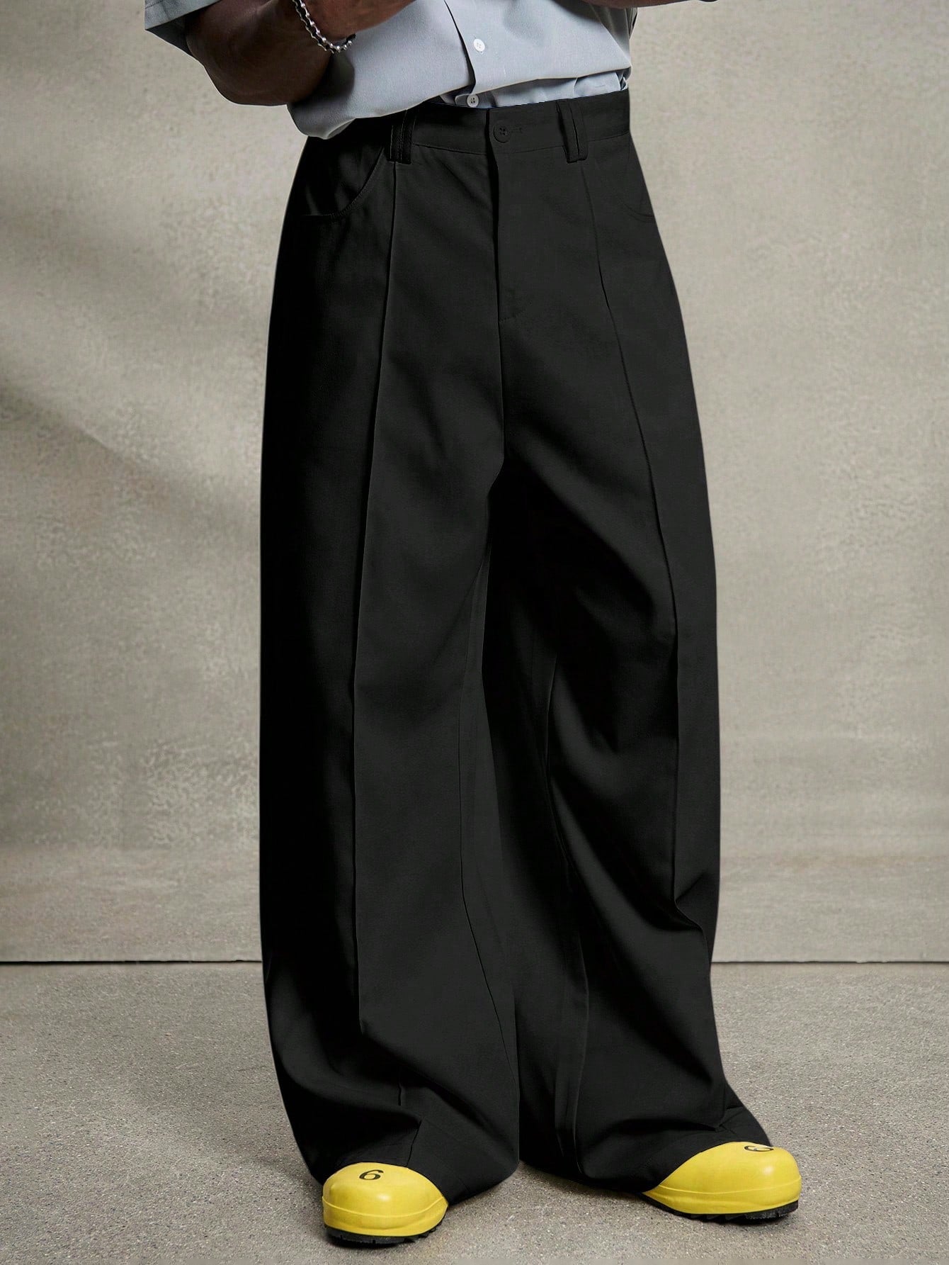 Men's Pleated Wide Leg Trousers – Relaxed Fit Army Green Pants