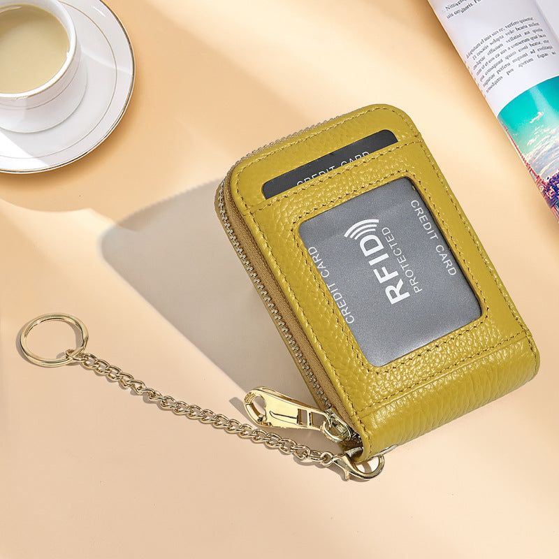 Cross-Border Small Card Bag Document Bag Rfid Anti-Theft Bank Card Bus Card Document Bag Car Key Zipper Bag