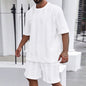 Men’s Breathable Textured T-Shirts Shorts Set – Lightweight Summer Comfort Fit