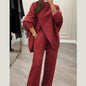 Women's 2-piece set – Asymmetrical sweater with wide-leg pants