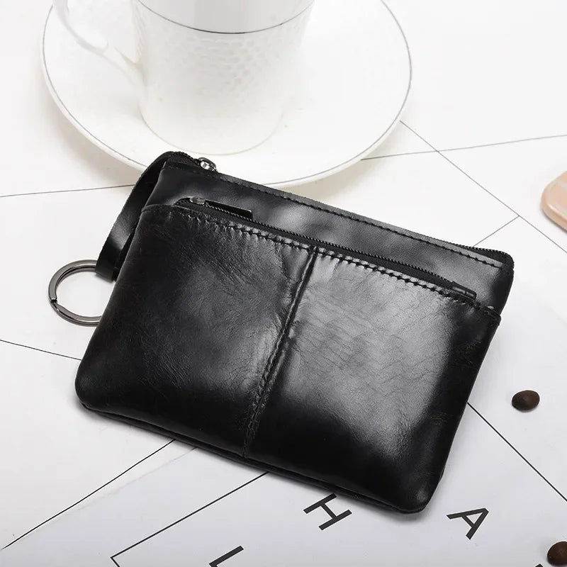 Retro Genuine Leather Coin Purse – Compact and Stylish Key Holder