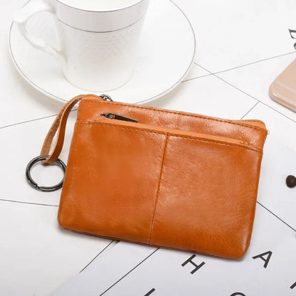 Retro Genuine Leather Coin Purse – Compact and Stylish Key Holder