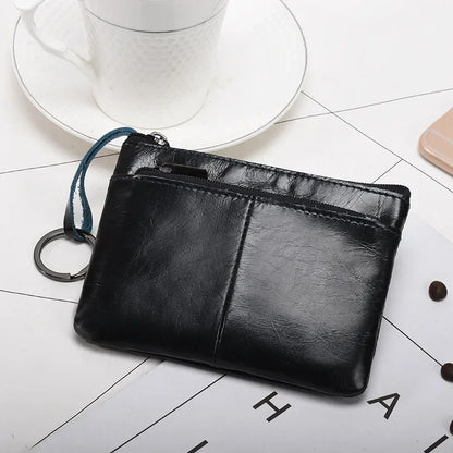 Retro Genuine Leather Coin Purse – Compact and Stylish Key Holder