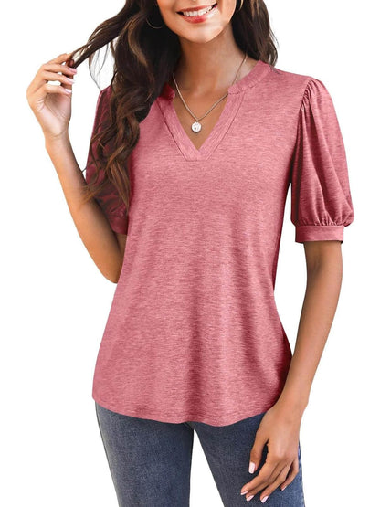 Hot Sale-2025 Fall Puff Sleeve Loose Dressy Blouses