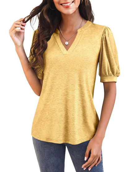 Hot Sale-2025 Fall Puff Sleeve Loose Dressy Blouses