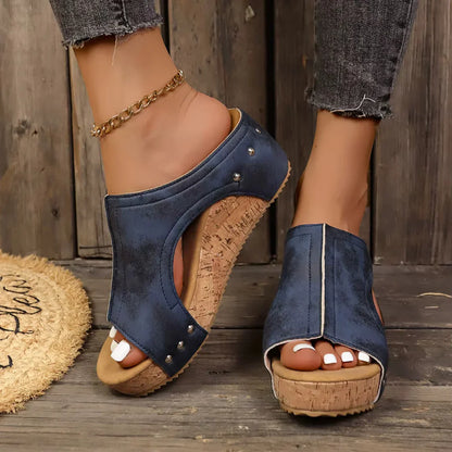 Aure Paris Studded Comfort Wedge Sandals