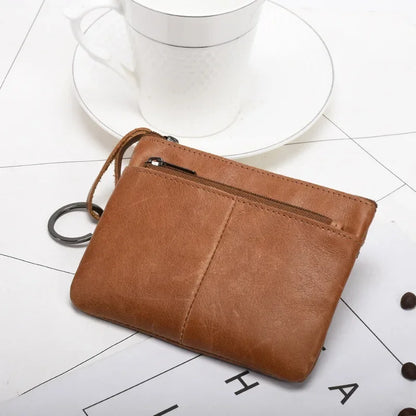 Retro Genuine Leather Coin Purse – Compact and Stylish Key Holder