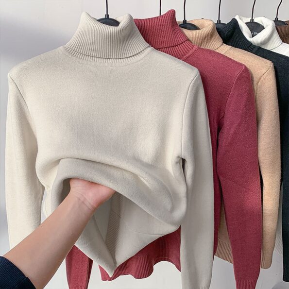 Women Turtleneck Sweater Autumn Winter Elegant Thick Warm Long