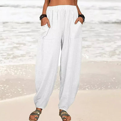 ✨Last Day 49% OFF✨Women's Solid Color Loose Cotton And Linen Casual Pants Buy 2 Get Free Shipping Today