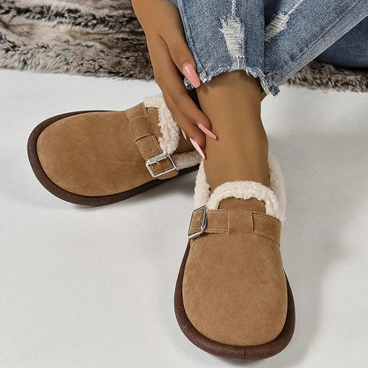 Women's Plush Round Toe Slip-On Loafers Shoes