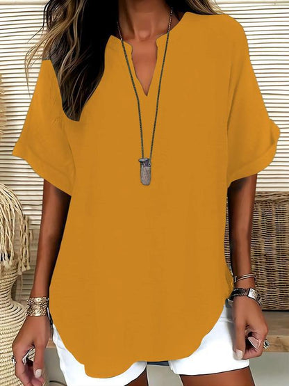 Women's Casual Solid Short Sleeve Top