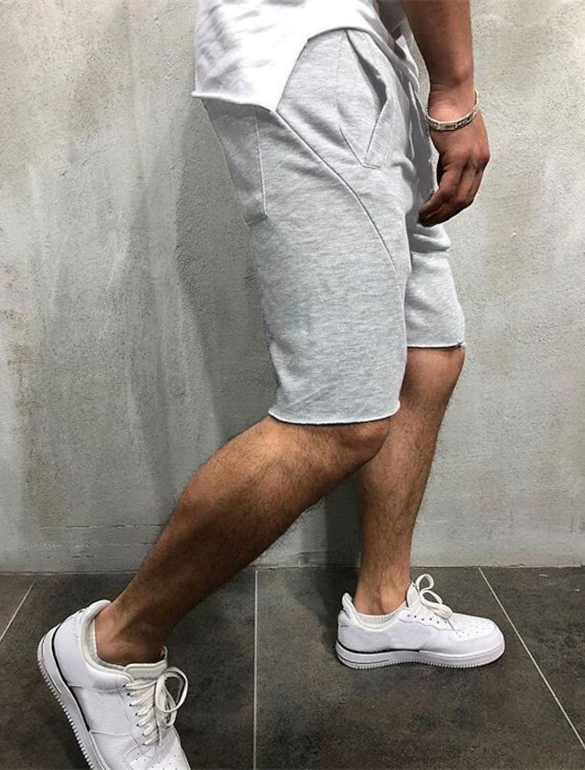 Nexenri Loose Plain Elastic Waist Shorts