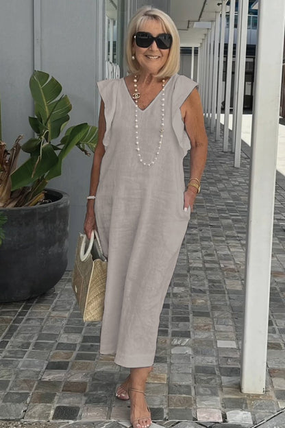 Women Cotton And Linen Casual Summer Beach Dress