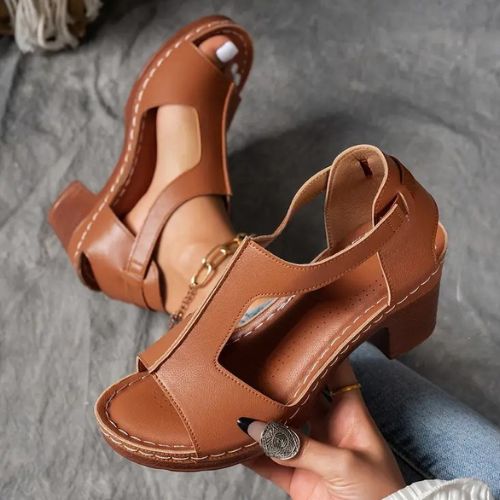 Women's Chunky Heel Sandals-Arch Support Sandals