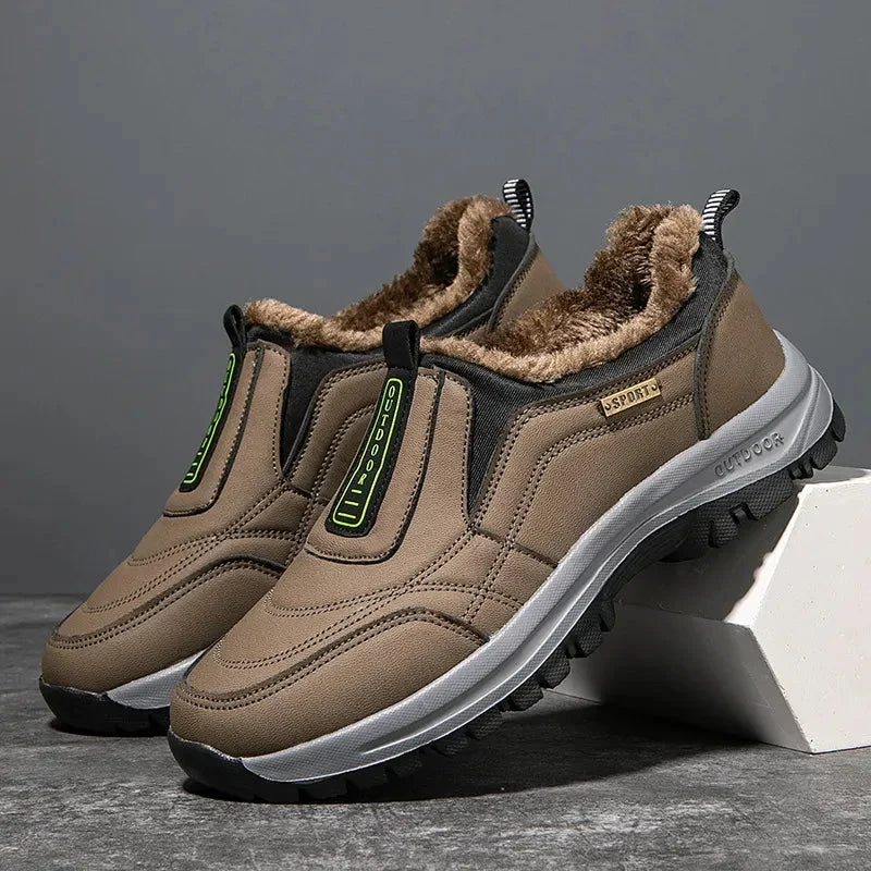 Men's Orthopedic Slip-On Winter Walking Shoes - Fleece-Lined, Waterproof & Anti-Slip Rubber Sole