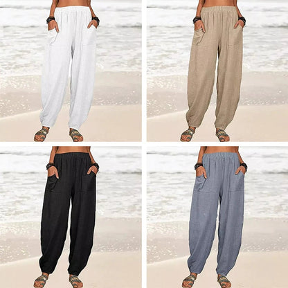 ✨Last Day 49% OFF✨Women's Solid Color Loose Cotton And Linen Casual Pants Buy 2 Get Free Shipping Today