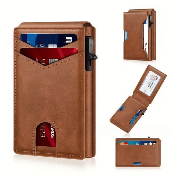 Minimalist RFID Aluminum Wallet with Pop-Up & ID Window