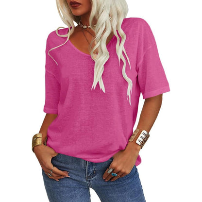 ✨Last Day 49% OFF✨Women's Solid Color V-Neck T-shirt Quick Ship Buy 2 Get Free Shipping Today