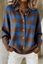 Women's Plaid Print Casual Cotton Buttoned Cardigan Sweater