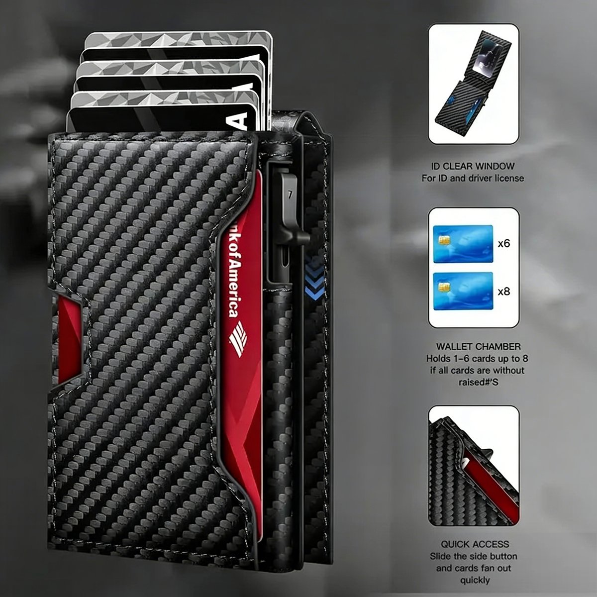 Minimalist RFID Aluminum Wallet with Pop-Up & ID Window